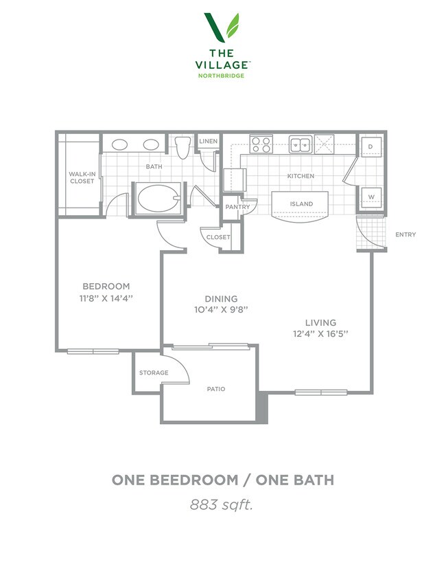 One Bedroom/One Bath - 883sf - The Village Northbridge