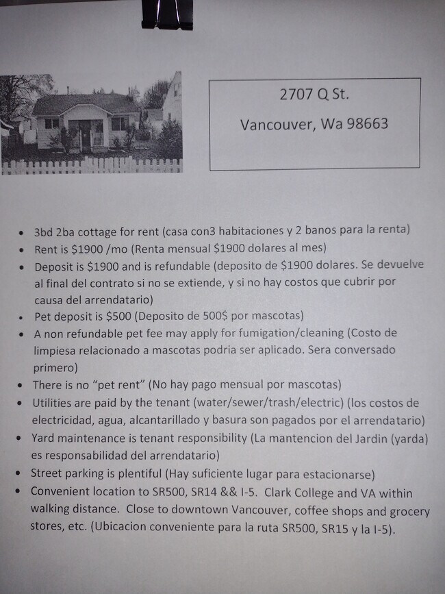 Completed during viewing appointment (se completara durante la visita) - 2707 Q St