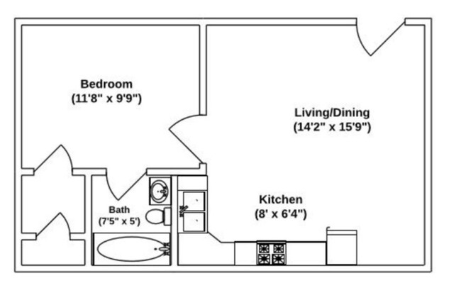 Canterbury Floor Plan - Kensington Park Apartments