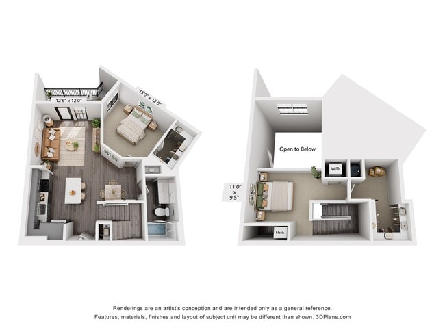 1-Bedroom 1-Bath w/ Loft | 1,116 sqft - The Whit