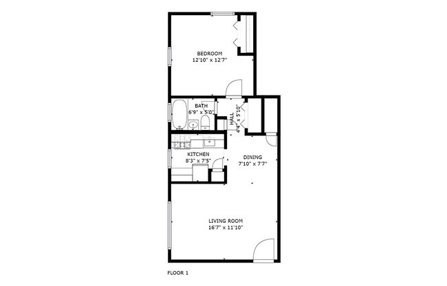 1 BD 1 BA Option C 600 sq ft - Marlow Heights Apartments