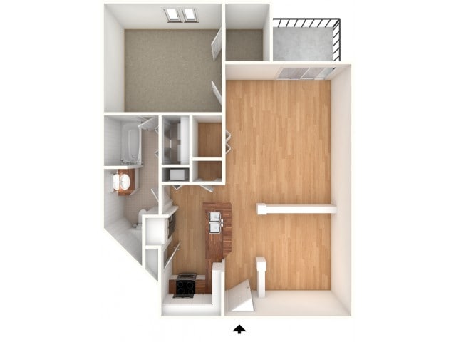 One bedroom floor plan - Waterloo Place Apartments