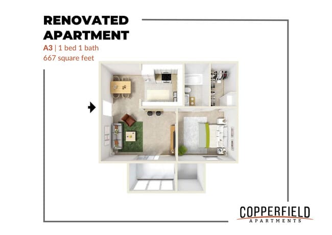 Copperfield Apartments - A3 Renovated - Copperfield Apartments