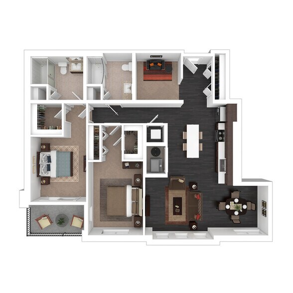 B7D 3D Floor plan - Courthouse Square Apartments