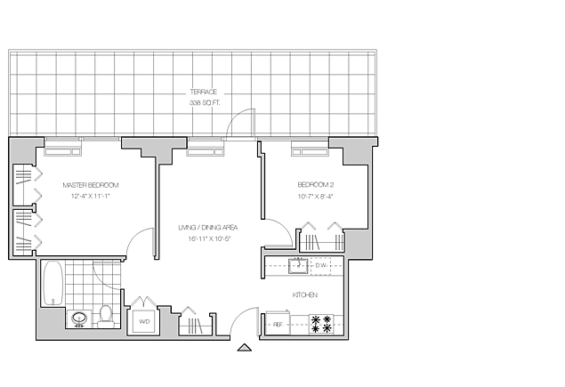 2BR/1BA Terrace- Residence J - The Maximilian