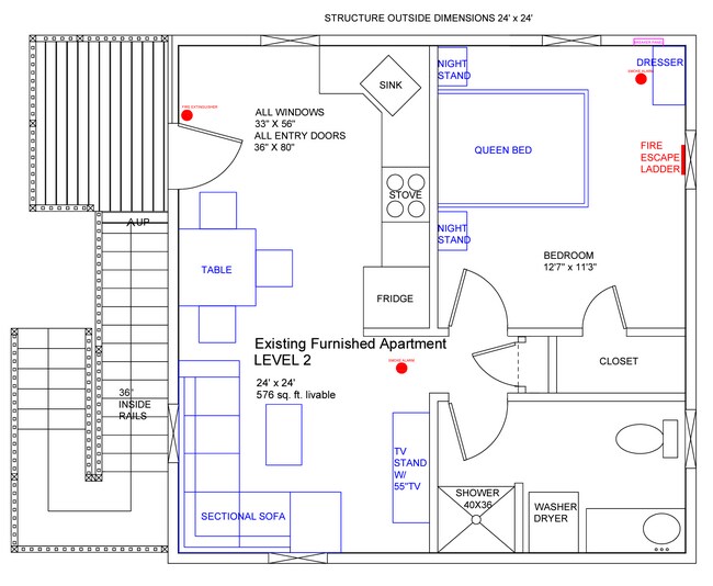 Layout Apt, Furnished - 1672 Lacey Spring Rd