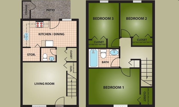 3BR/1.5BA - Oakdale Apartments