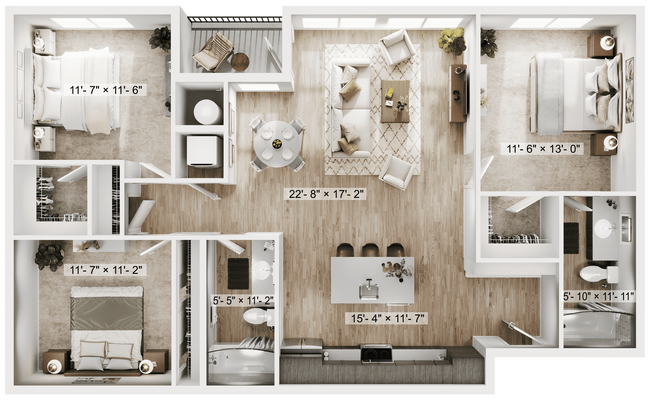 C1_3x2_1271sqft - Claro at High Point