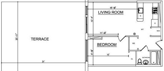 1BR/1BA - Ocean Blue
