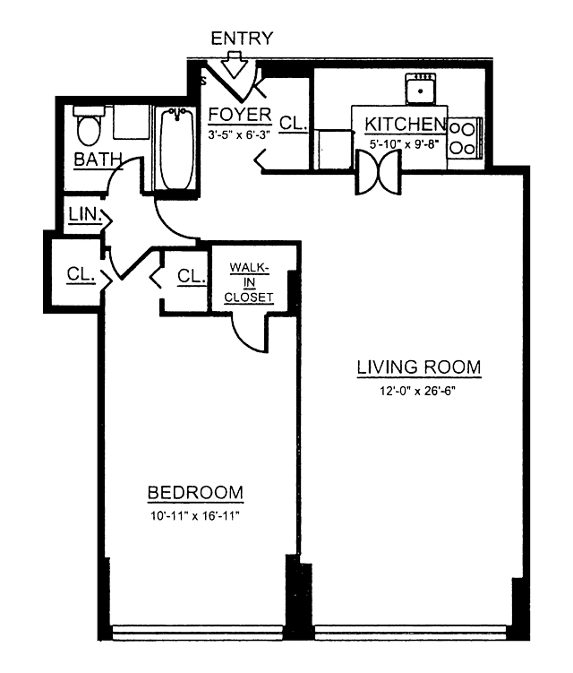 1BR/1BA - The Clermont York