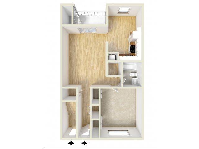 One bedroom floor plan - Willow Run Apartments