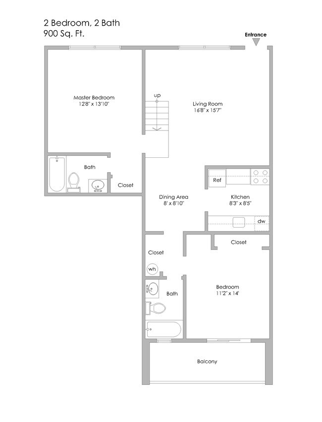 Floor Plan Unit 15: 2-bdrm, 2-bath - 6350 Forward Ave