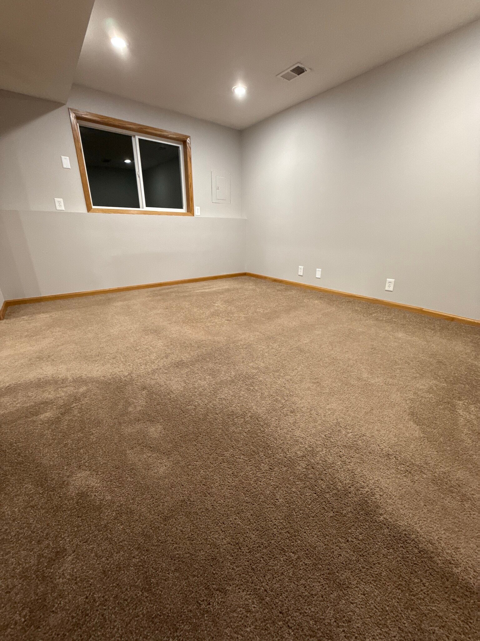 Lower-level bedroom with full-size egress window. - 9092 Goldenrod Ln N