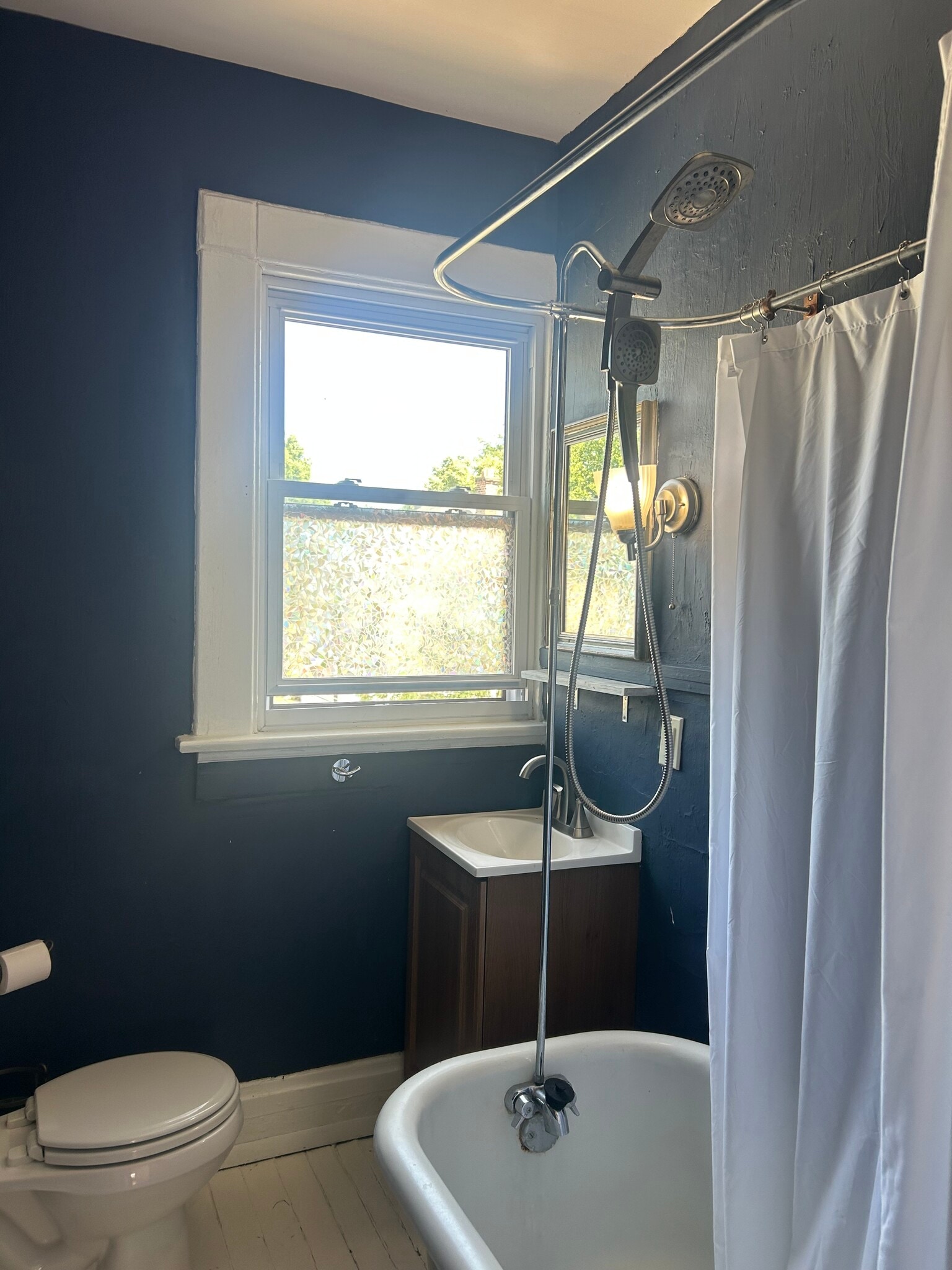 Full bath on 2bd floor with original claw foot tub and shower conversion - 1152 Jaeger St