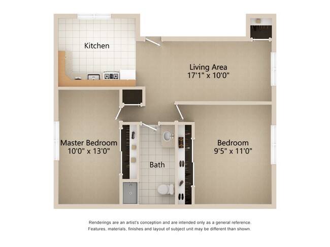 2 Bedroom Layout at Second Street Apartments - Second Street Apartments