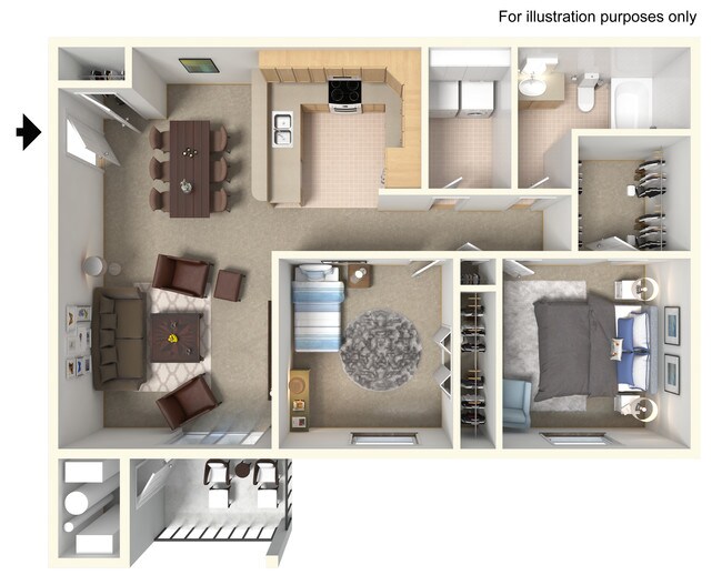 2 Bedroom 1 Bathroom - Thorn-Barry Apartments