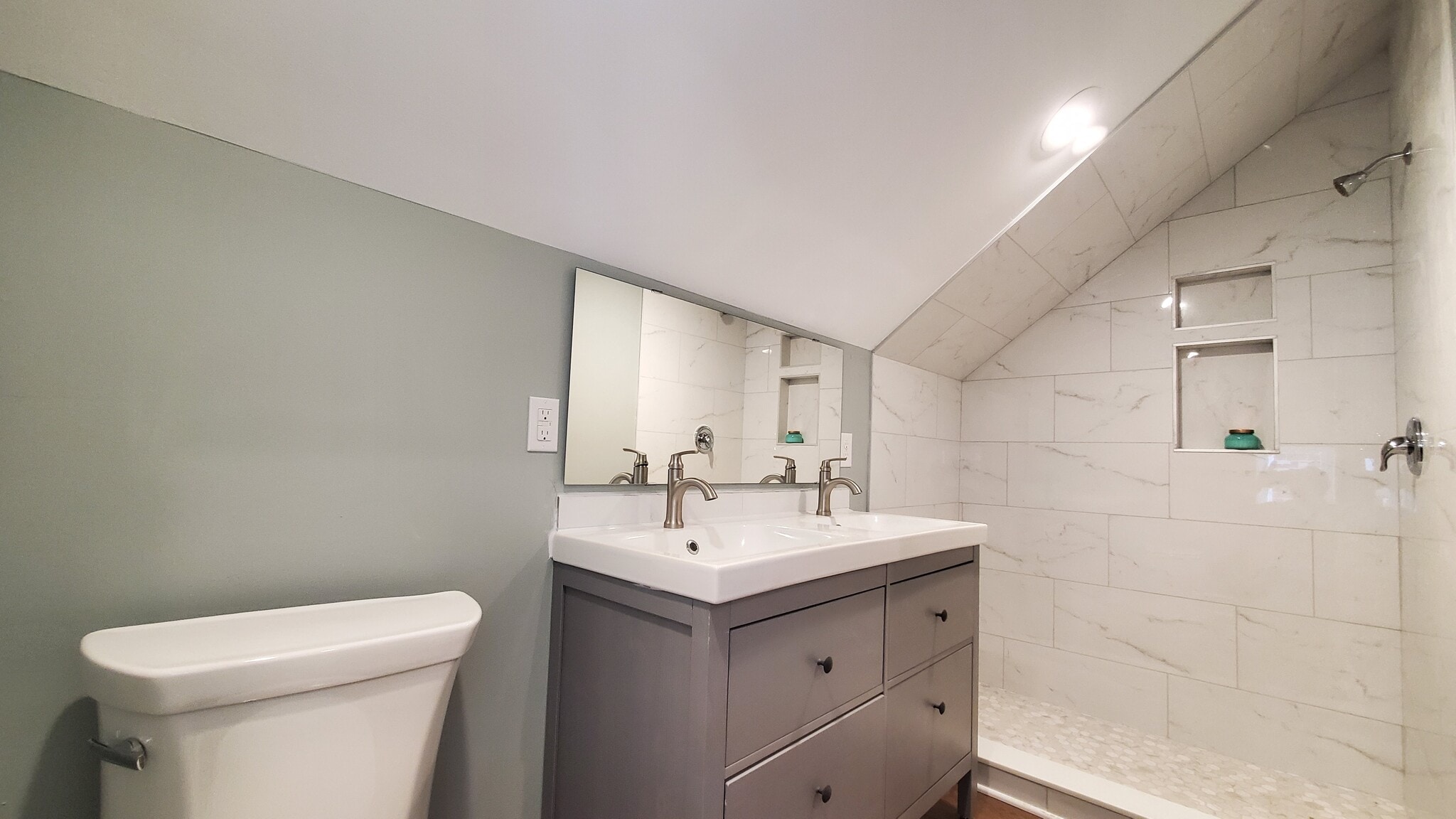 3rd floor full bathroom with walk in shower and double vanity - 115 Susquehanna Ave