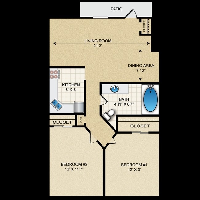 2BR/1BA - Malta Pointe
