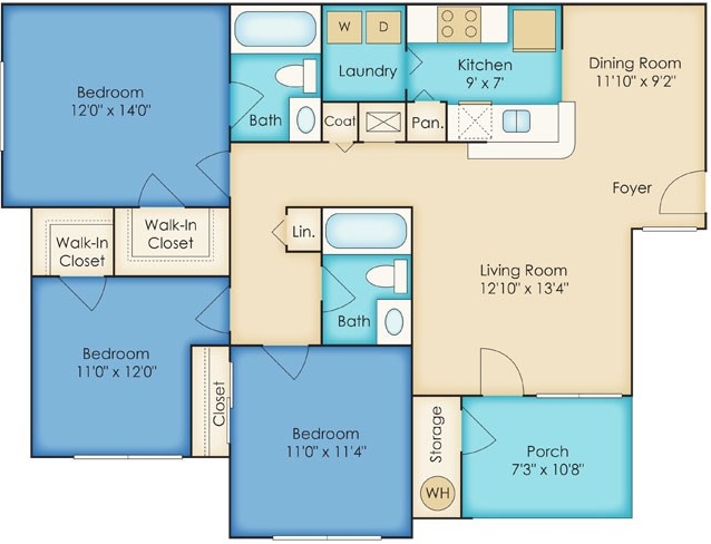 3BR/2BA - Madison Glen