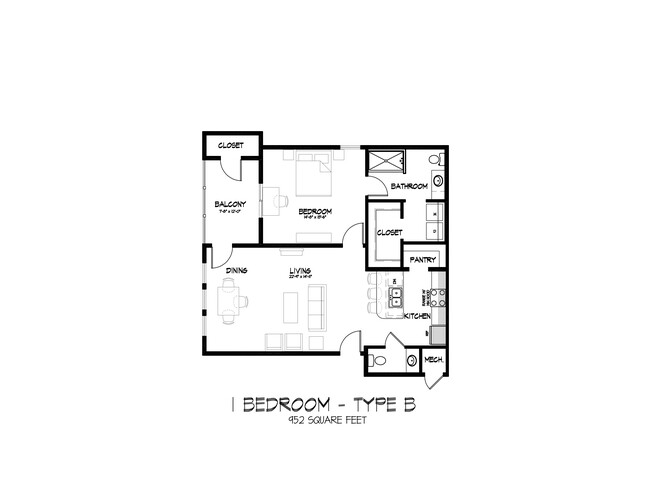 1 Bedroom - Type B - Fairway Flats