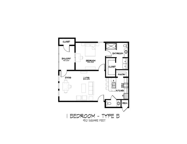 1 Bedroom - Type B - The Heights at Fairway Flats