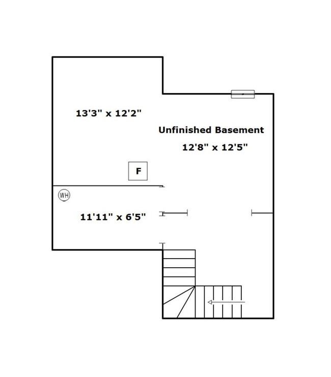 Floor plan of unfinished basement - 315 Windwood Ct