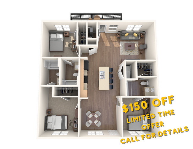 3x3 Flat_floor_plan - Wildwood Lubbock