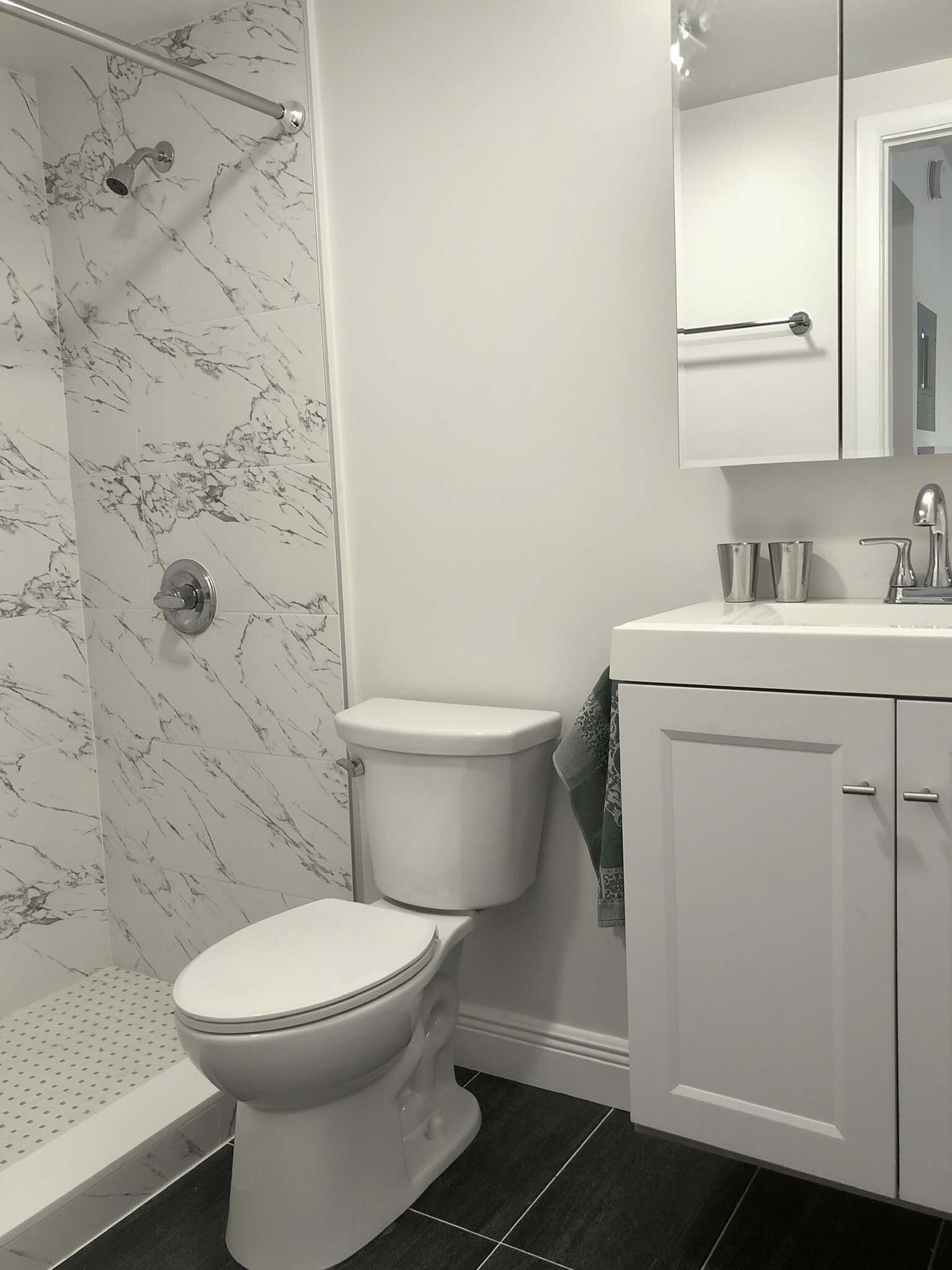 Newly tiled & raised vanity - 1810 E Oakland Park Blvd