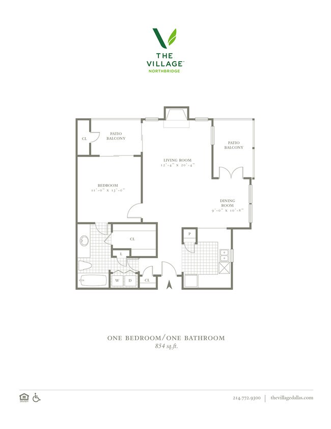 One Bedroom/One Bath - 854sf - The Village Northbridge