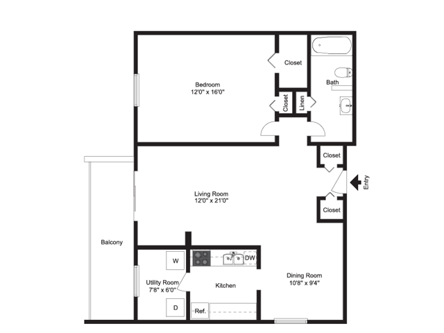 One Bedroom - Gladstone Towers Apartments