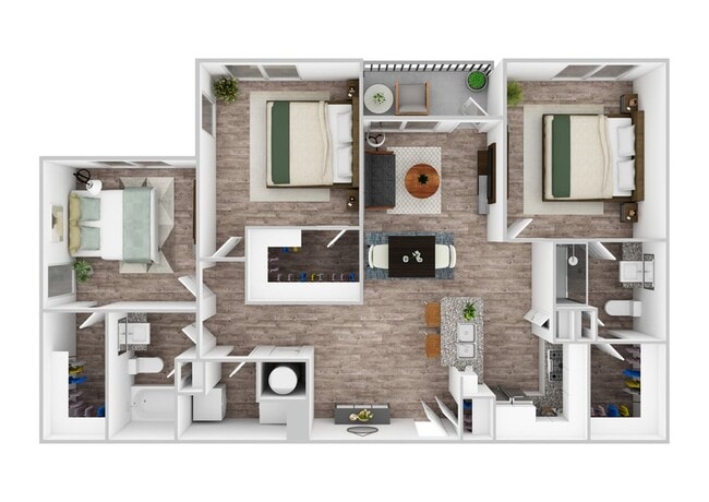 3 Bedroom | 2 Bath | 1376 SF - Cyan Craig Ranch Apartments