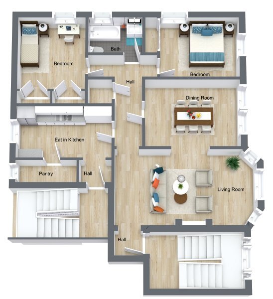 2 Bd 1 Ba living & Dining rooms - 612-626 Sheridan Rd