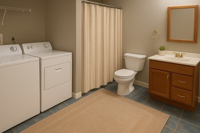 full bathroom with washer/dryer hook-ups-staged - 215 Kirkton Knls
