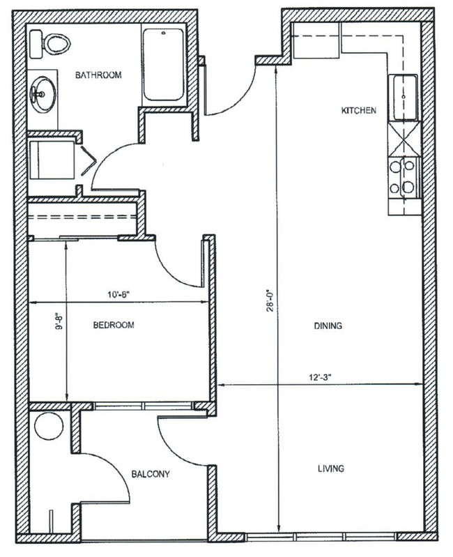 1x1B - East Facing One Bed One Bath with Balcony and Storage - Moreland Crossing