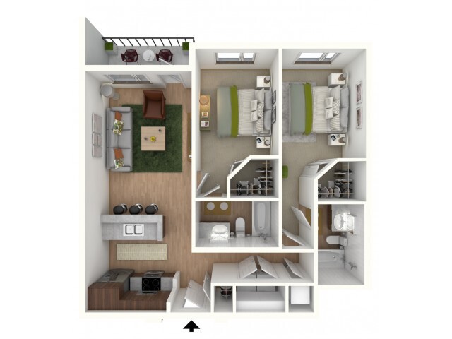 B3 - floor plan w/furniture display - Northside Apartments