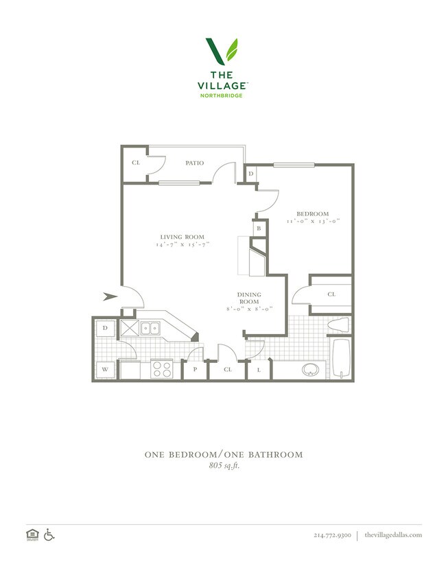 One Bedroom/One Bath 805sqft - The Village Northbridge