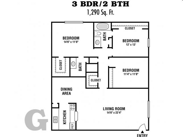 3BR/2BA - Creekwood Apartments on 290
