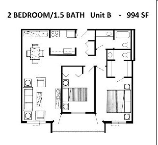 2BR/1.5BA - Penn Place Apartments