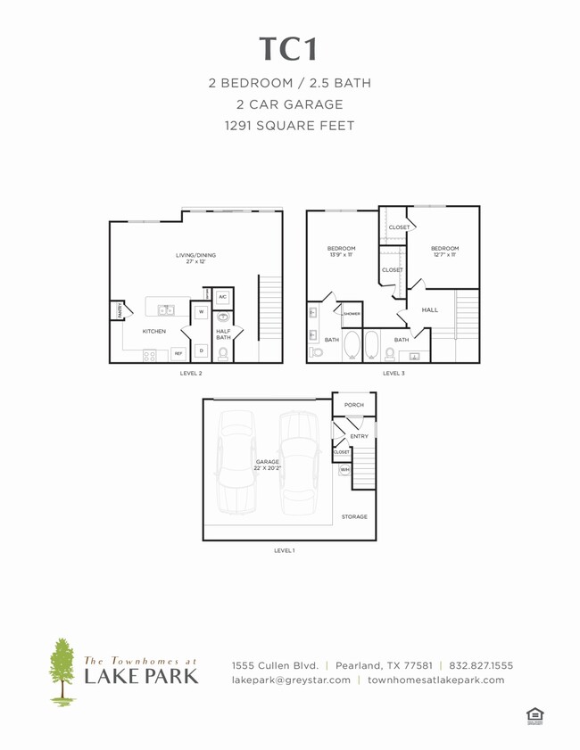 The Townhomes at Lake Park - TC1 - 2.5 Beds - 2.5 Baths - 1291 Sq. ft. - The Townhomes at Lake Park