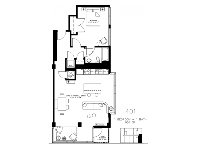 1 Bed 1 Bath - 1241 N. Milwaukee