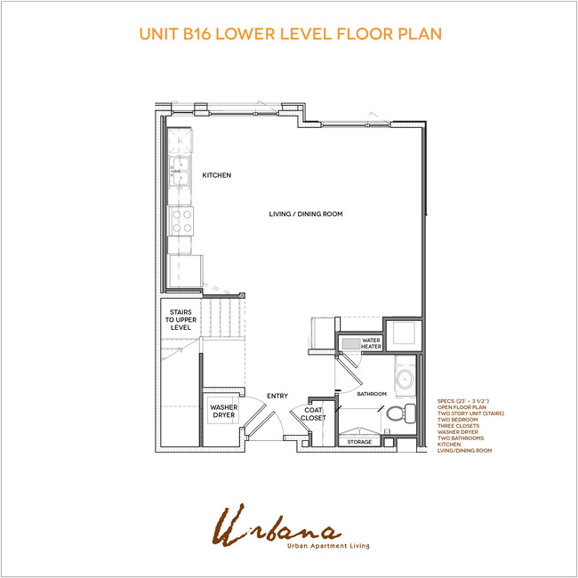 B16 Floorplan (lower level) - Urbana Chula Vista Luxury Apartments