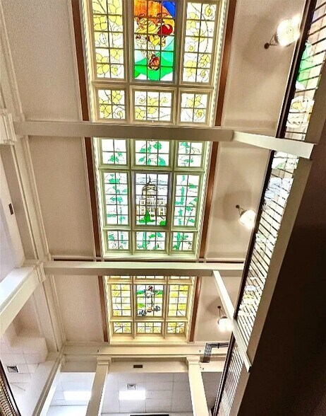 Beautiful stained glass ceiling in the lobby - 21 N Last Chance Gulch