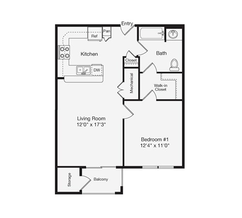 1BR/1BA - The Oaks Apartments