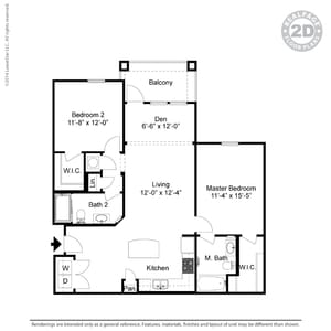 B1-SB-2 Bedroom-1155 sf-2/2 - Preserve Parc