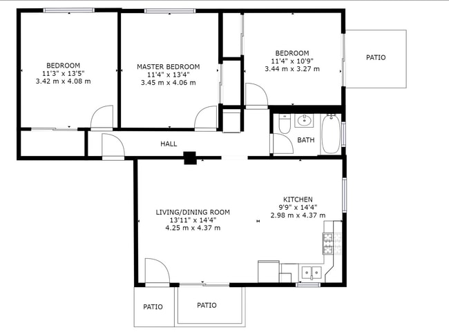 3BR Layout - Glenbrook Apartments