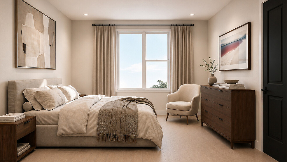 Modern bedroom interior at The Mont apartments - The Mont