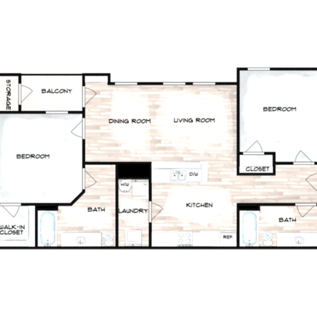 2x2, 960 SqFt - Summit at Hirsch Road