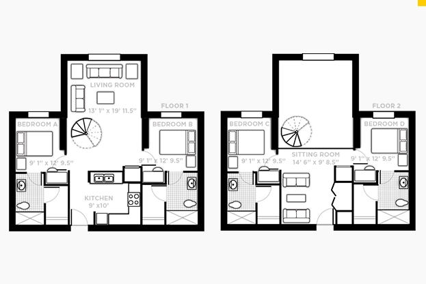 4BR/4BA Loft - NorthView Student Apartments