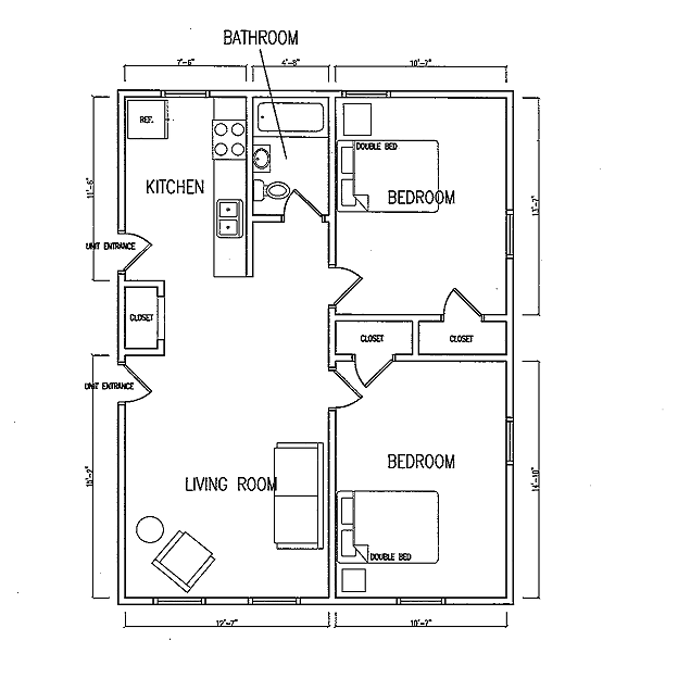 Two bedroom floorplan - 2901 James