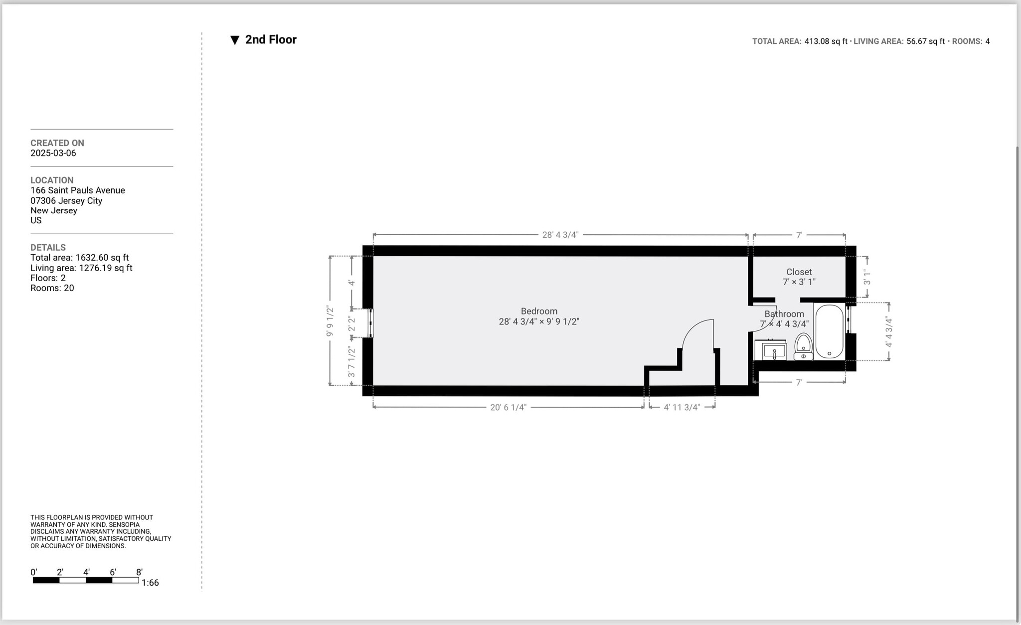 Floor plan of 2nd floor - 166 Saint Pauls Ave